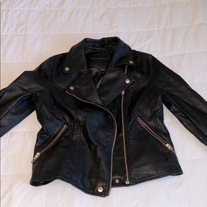 Black leather jacket rose gold hardware
